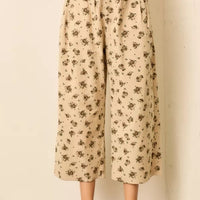 Natural Multi Printed Floral Balloon Pant
