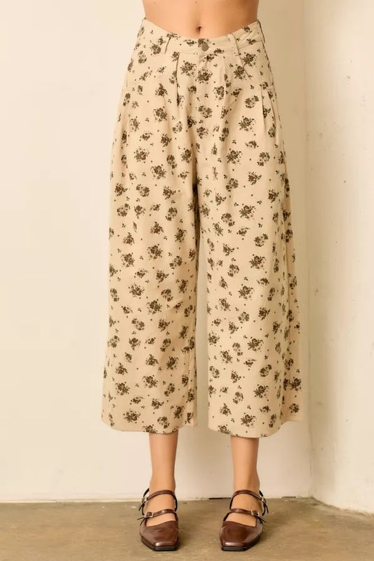 Natural Multi Printed Floral Balloon Pant
