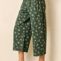 Green Floral Print Plus Balloon Pant