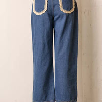 Denim Jeans With Pocket Trim Detail