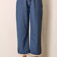 Denim Jeans With Pocket Trim Detail