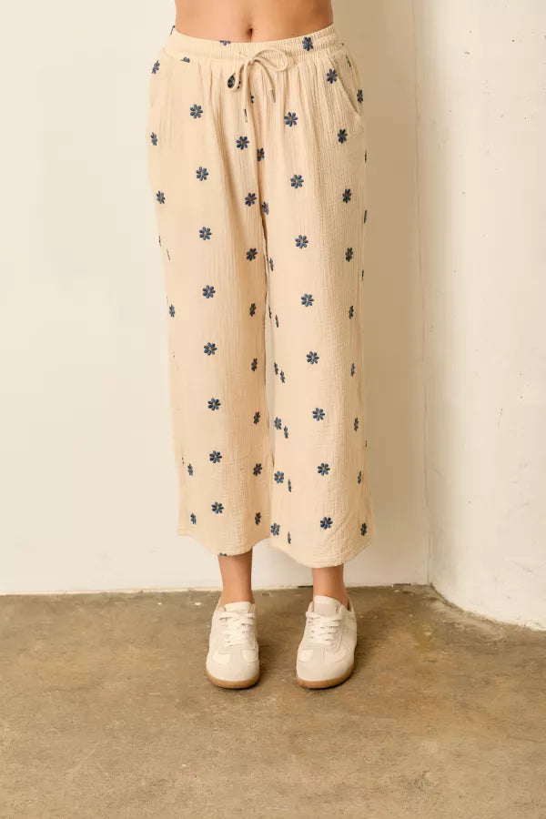 Printed Elastic Waist Pants