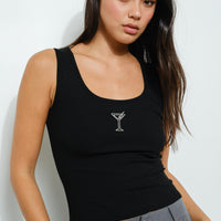 Martini Embroidered Tank Top