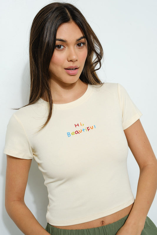Hi Beautiful Beaded Tee