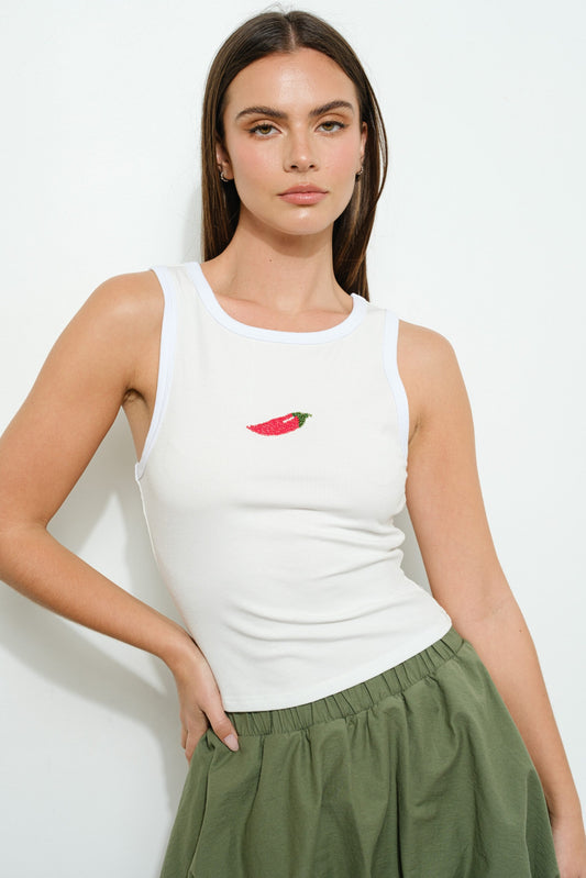 Chili Beaded Tank Top