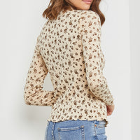 Flower Print Merrow Edge Top