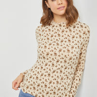 Flower Print Merrow Edge Top