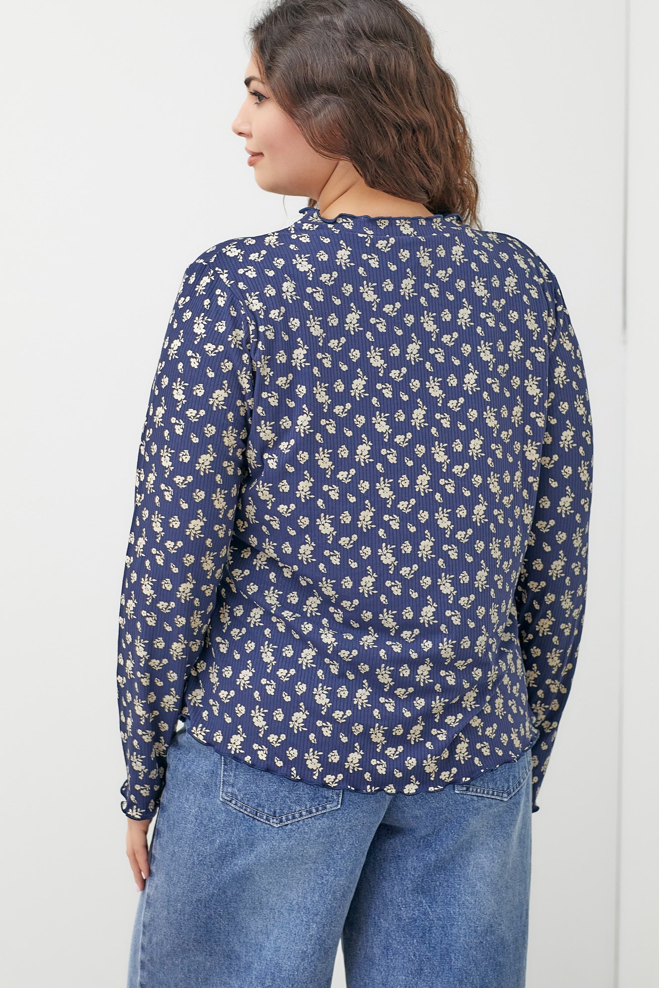 Flower Print Merrow Edge Top