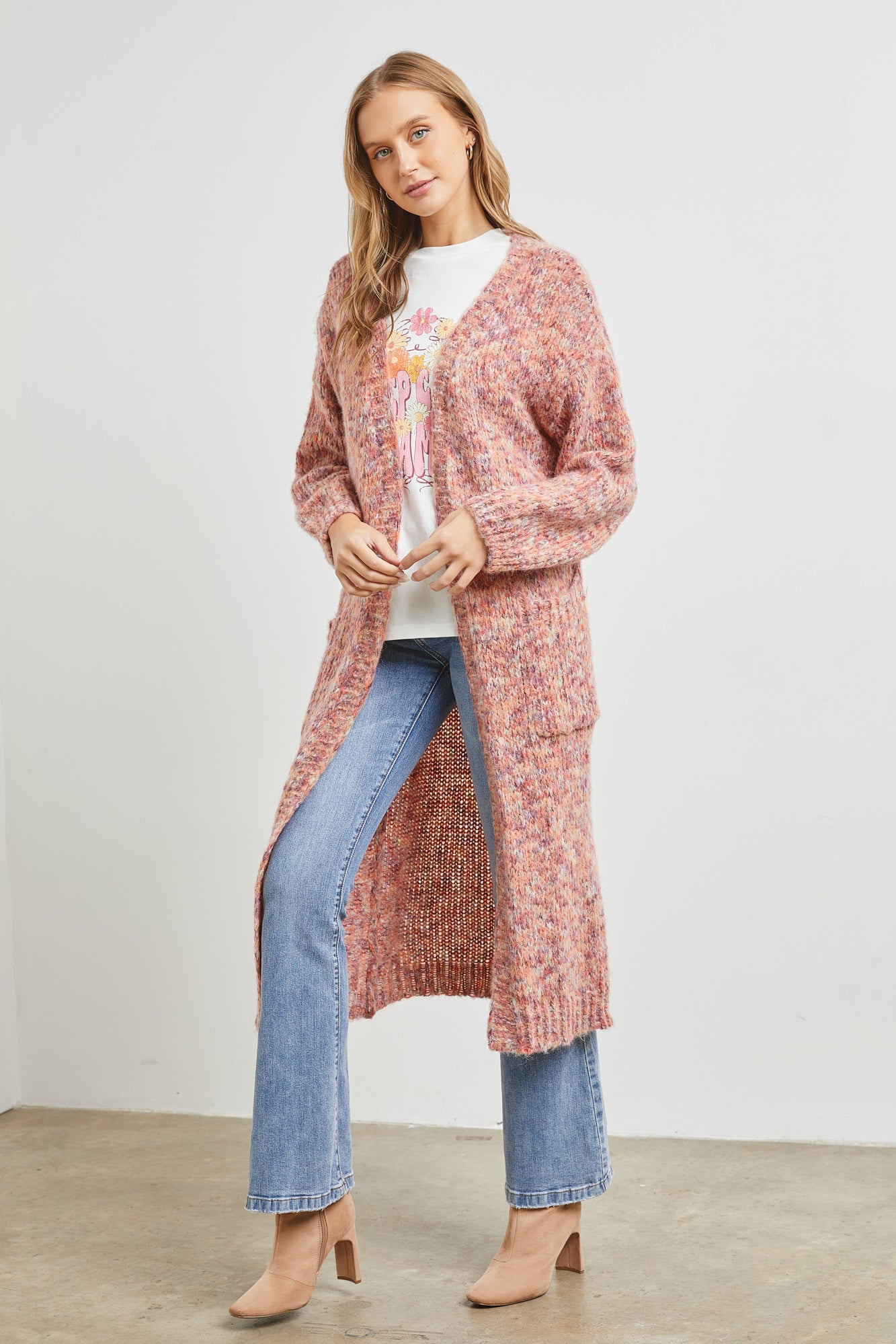 Bubble Sleeve Knit Wooven Cardigan