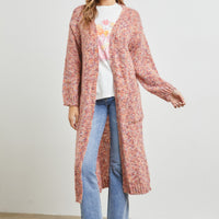 Bubble Sleeve Knit Wooven Cardigan