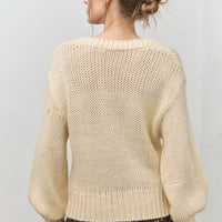 Cream Flower Knit Cardigan
