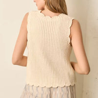 Cream Flower Knit Sweater Vest