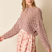 Mauve Pointelle Knit Sweater