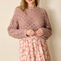Mauve Pointelle Knit Sweater