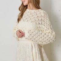 Ivory Pointelle Knit Sweater