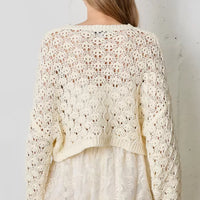 Ivory Pointelle Knit Sweater