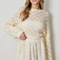 Ivory Pointelle Knit Sweater