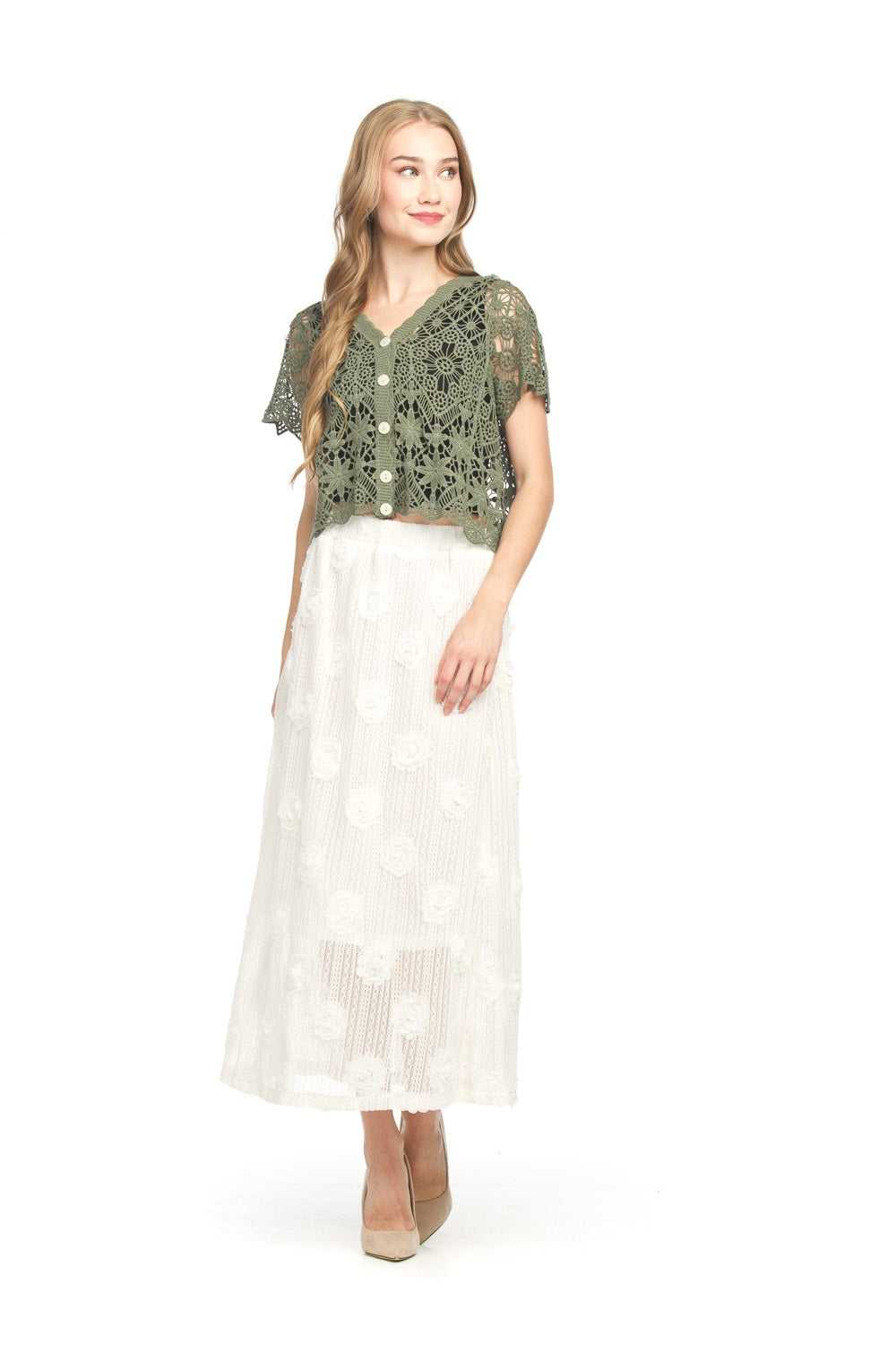 Button Front Short Sleeve Top