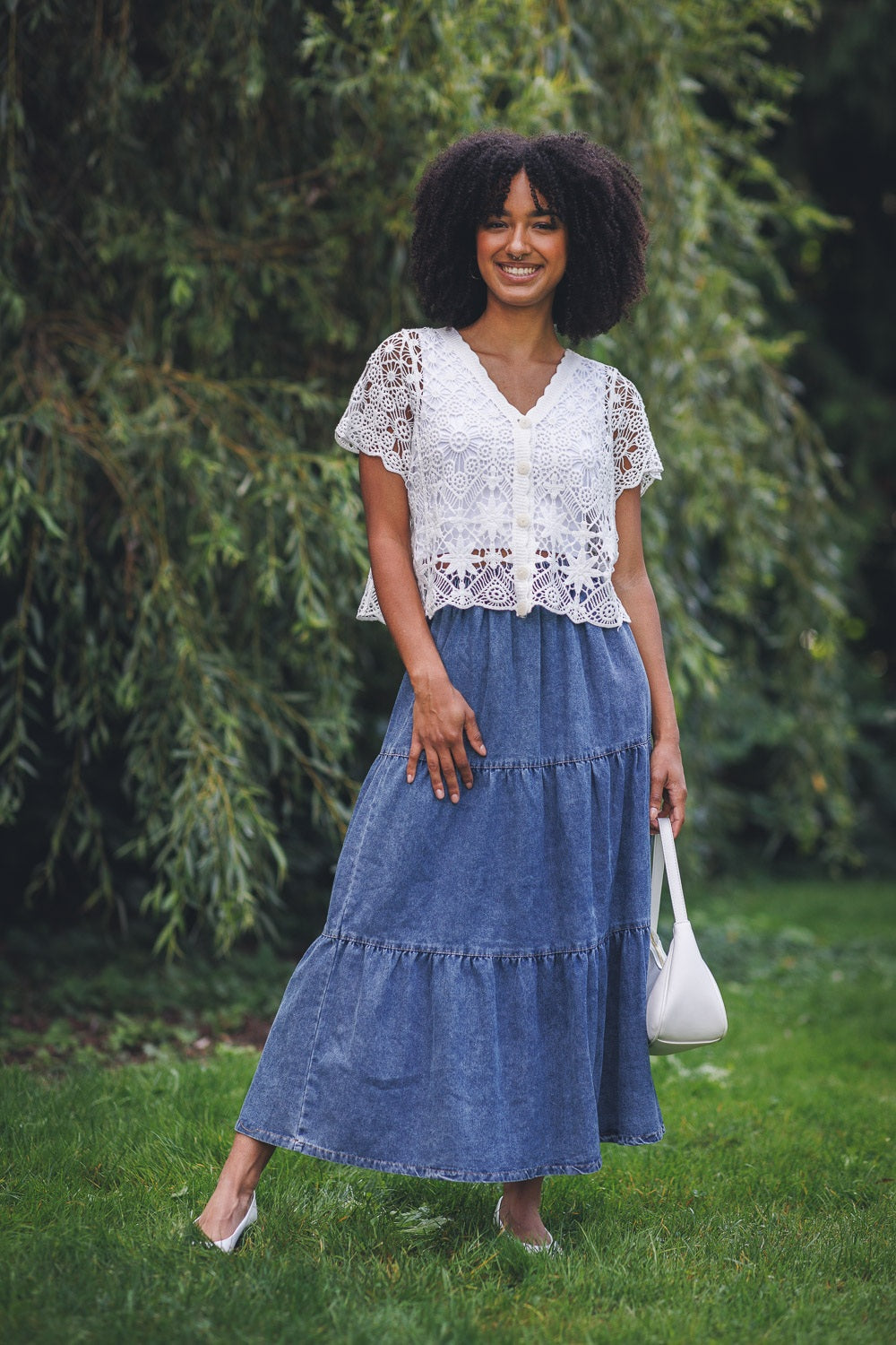 Button Front Short Sleeve Top