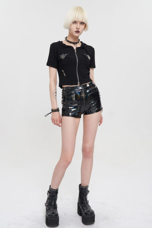 Faux Pleather Holo Shorts