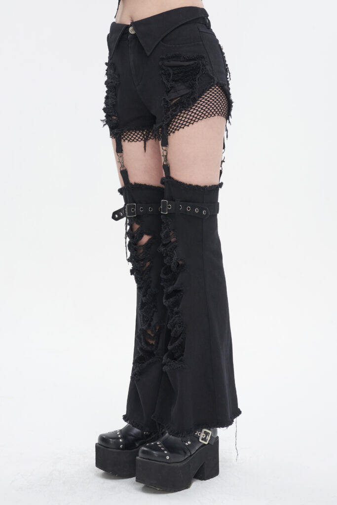 Detachable Black Denim Pants