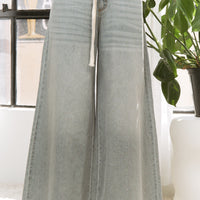 Denim Wide Leg Opening Pants With Drawstring