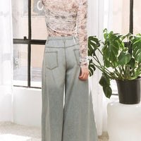 Denim Wide Leg Opening Plus Size Pants With Draw String