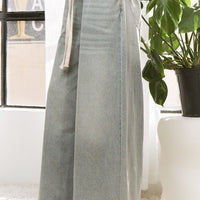 Denim Wide Leg Opening Plus Size Pants With Draw String