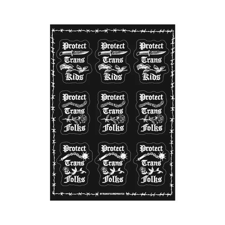 Protect Trans Kids And Folks Sticker Sheet