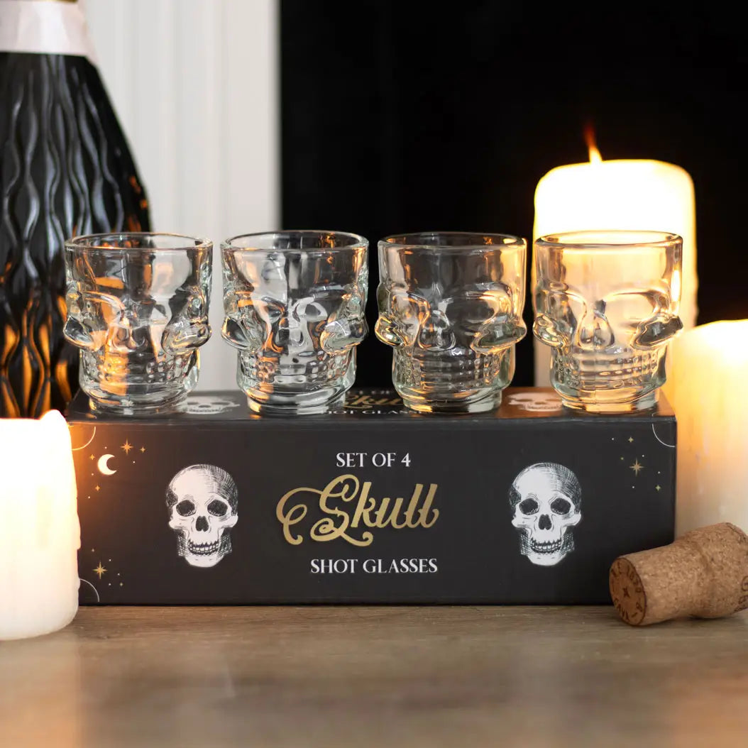 Set Of 4 Skull Shot Glasses Set