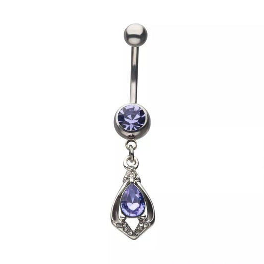 Purole And Clear Gem Navel