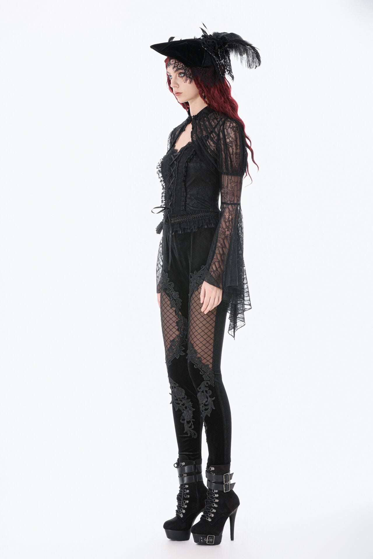 Gothic Velvet Mesh Patchwork Pants