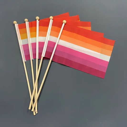Hand Flag Lesbian Pride Wooden Pole