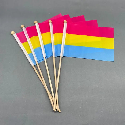 Hand Flag Pansexual Pride Wooden Pole