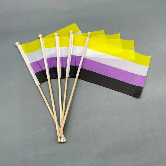 Hand Flag Non Binary Wooden Pole