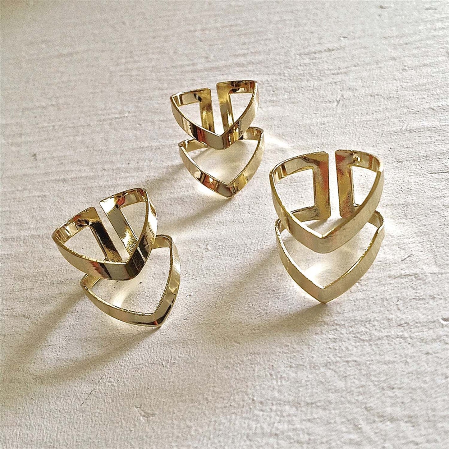 Lythion Double Tiered Chevron Gold Plated Brass