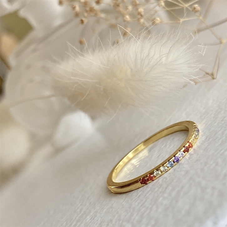 Stonewall Rainbow Rhinestone Ring Size 8