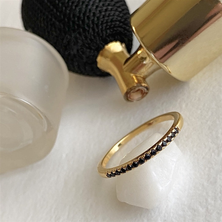 Vipera Black Rhinestone Pave Size 6 Ring