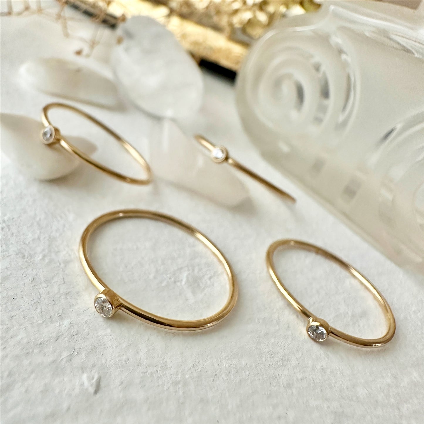 Maia Tiny Rhinestone Ring in Gold Filled - Size 6
