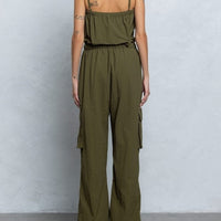 Tube Top Parachute Cargo Jumpsuit