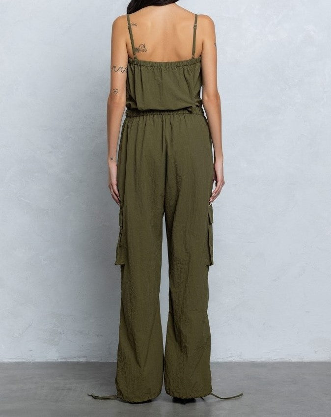 Tube Top Parachute Cargo Jumpsuit