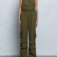 Tube Top Parachute Cargo Jumpsuit