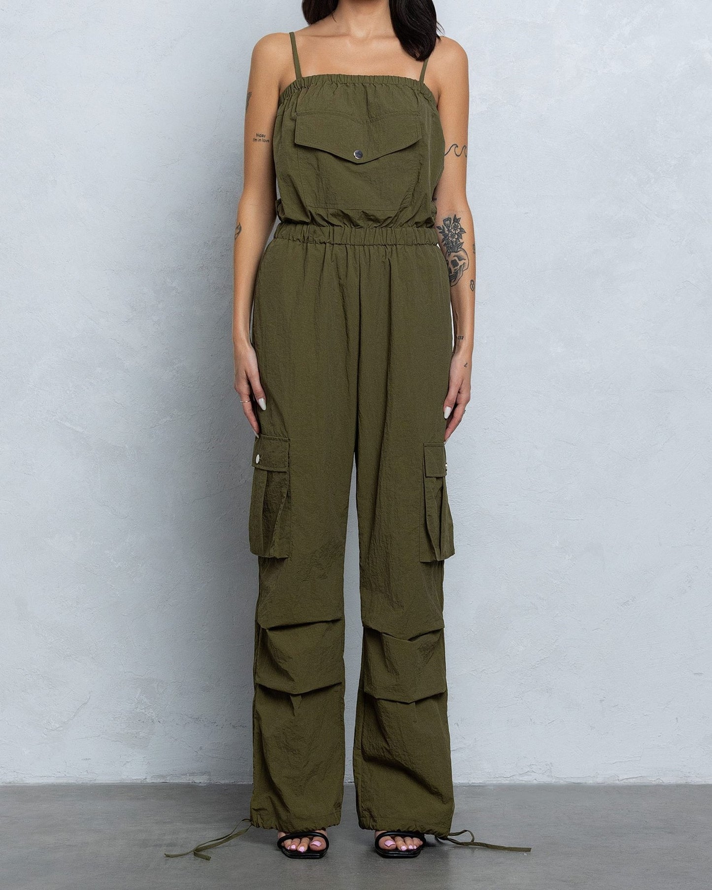 Tube Top Parachute Cargo Jumpsuit