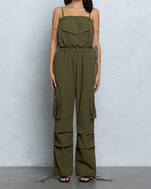 Tube Top Parachute Cargo Jumpsuit