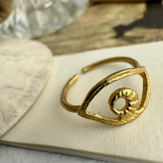 Iris Eye Ring in Raw Brass