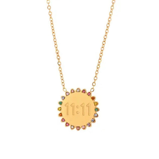 11:11 Sunshine Sun Pendant With Rainbow Crystals