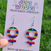 Rainbow Female Sign Pride Earrings