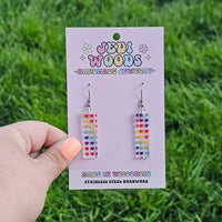 Rainbow Heart Bar Earrings