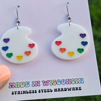 Rainbow Paint Pallet Earrings Pride Earrings