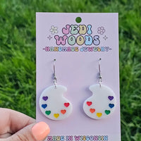 Rainbow Paint Pallet Earrings Pride Earrings